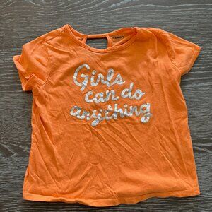 Girls Old Navy orange girls can do anything short sleeve t-shirt top tee size M8